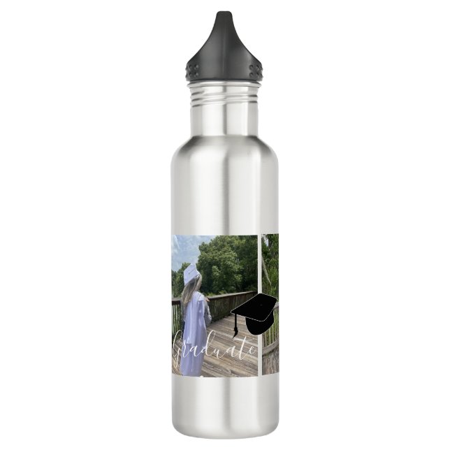 Graduation Script Photo Cap Collage  710 Ml Water Bottle (Left)
