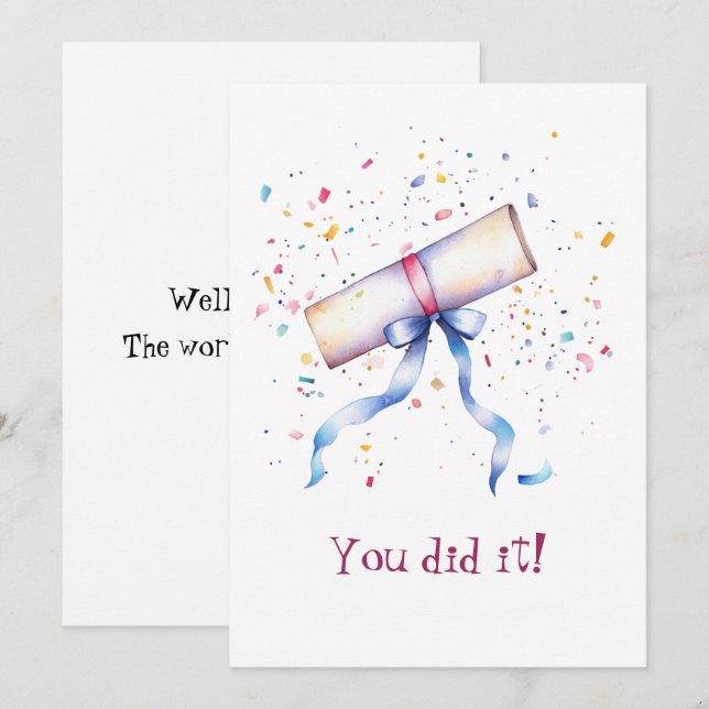 Graduation Scroll and Ribbon You Did It (Front/Back)