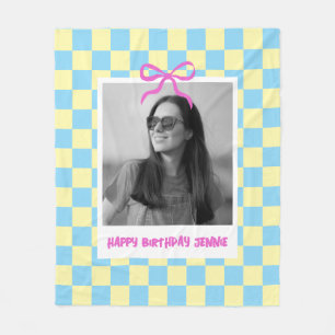 Graduation Senior Birthday Custom Photo Checkered Fleece Blanket
