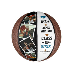 Graduation Senior Custom Name, Number & 4 Photos Mini Basketball