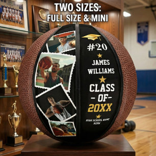 Graduation Senior Custom Name, Number & 4 Photos Mini Basketball
