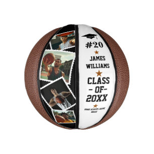 Graduation Senior Custom Name, Number & 4 Photos Mini Basketball
