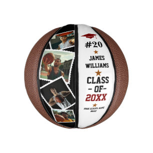 Graduation Senior Custom Name, Number & 4 Photos Mini Basketball