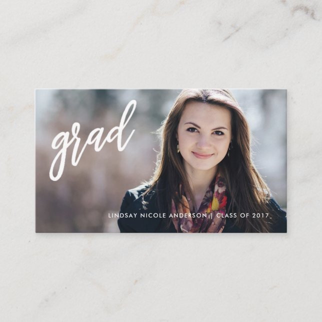 Graduation Senior Networking Full Photo Name Cards (Front)