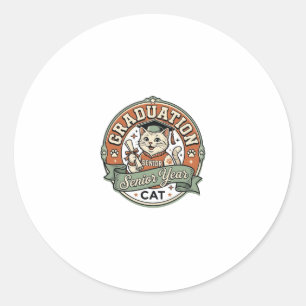 Graduation Senior Year Cat Graduation Senior Year Classic Round Sticker