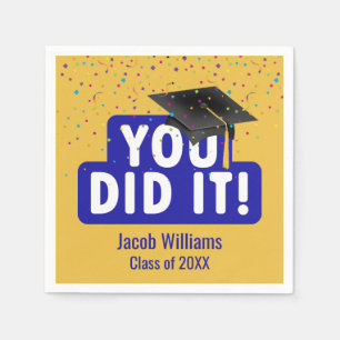 Graduation Sign and Hat in Confetti  Napkin