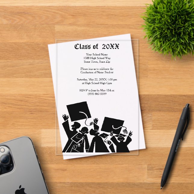 Graduation Silhouette Group Class of 20XX Acrylic Invitations (Insitu (Invitation Card))