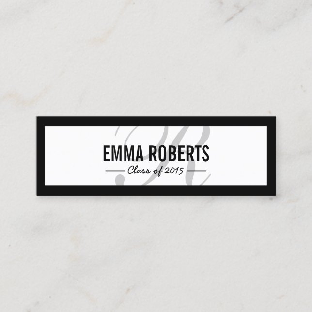 Graduation Simple Border Script Name Tag Insert (Front)