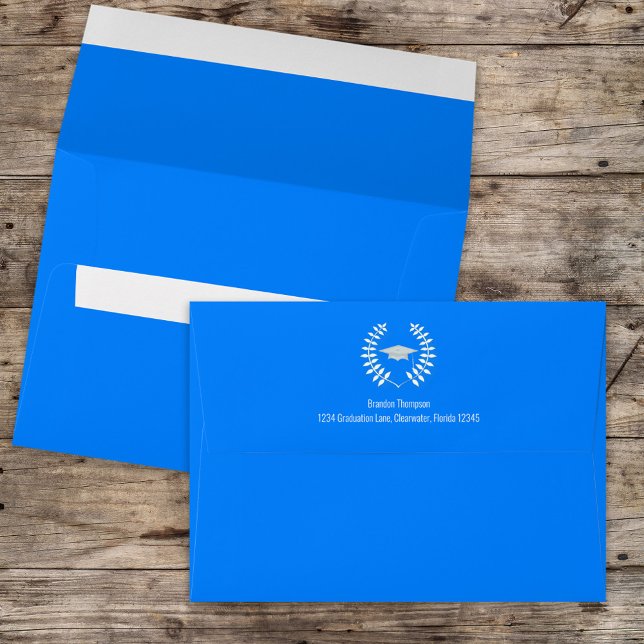 Graduation Simple Classic Laureate Azure Blue Envelope (Creator Uploaded)