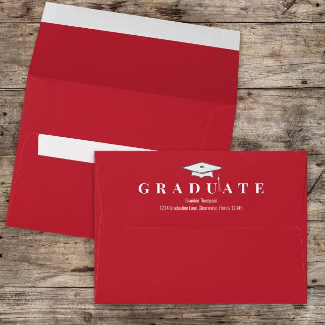 Graduation Simple Classic Modern Cardinal Red Envelope (Creator Uploaded)