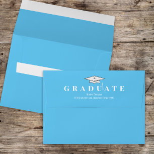 Graduation Simple Classic Modern Carolina Blue Envelope