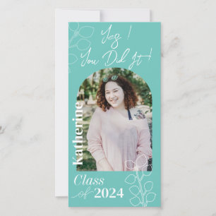 Graduation Simple Foliage Photo Aqua