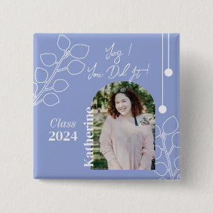 Graduation Simple Foliage Photo Lavender 15 Cm Square Badge