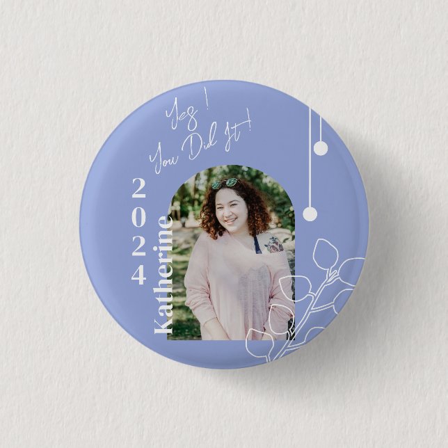 Graduation Simple Foliage Photo Lavender 3 Cm Round Badge (Front)