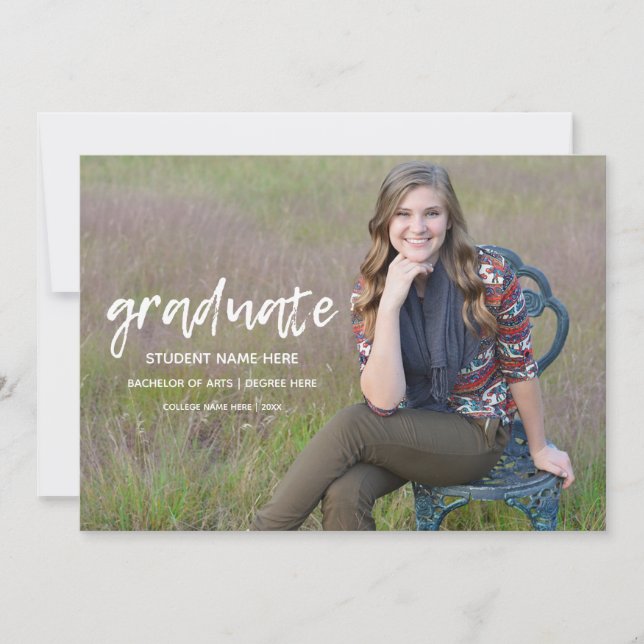 Graduation Simple Modern Announcement Card (Front)