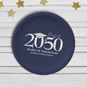 Graduation Simple Modern Minimalist Mortarboard Paper Plate