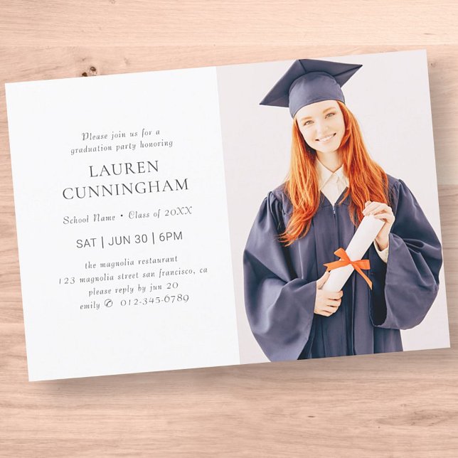 Graduation Simple Modern Minimalist Photo Invitation (Creator Uploaded)