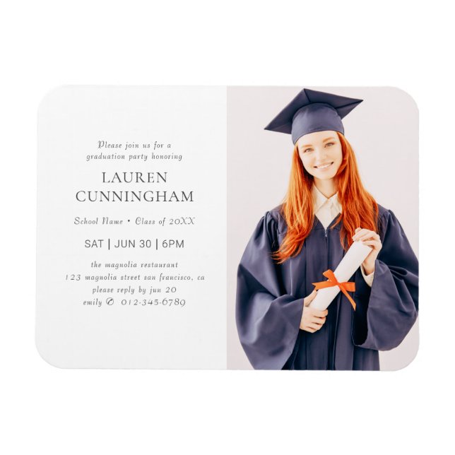 Graduation Simple Modern Minimalist Photo Magnet (Horizontal)