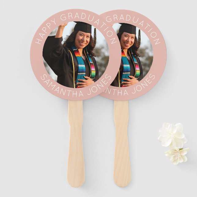 Graduation simple photo modern Graduate party Hand Fan (Front and Back)