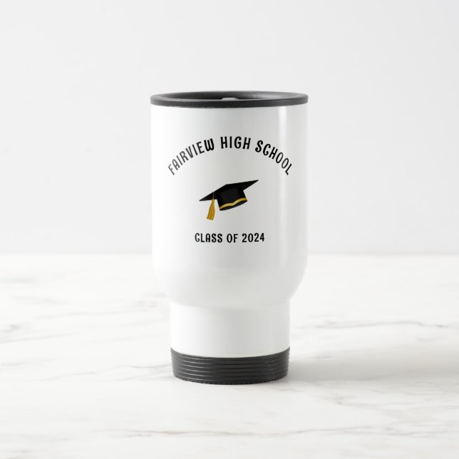 Graduation simple text travel mug (Center)