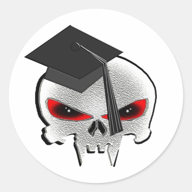 Graduation Skull Classic Round Sticker (Front)