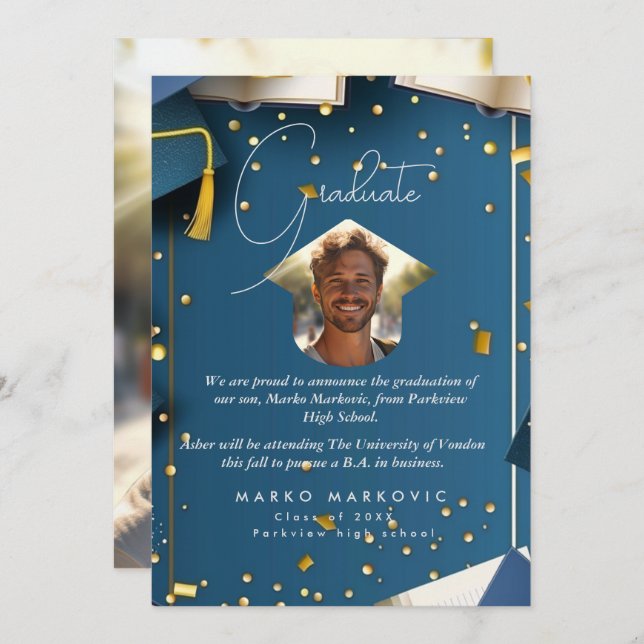 Graduation Son I Blue Announcement (Front/Back)