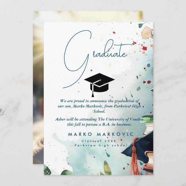 Graduation Son I Colourful Announcement (Front/Back)