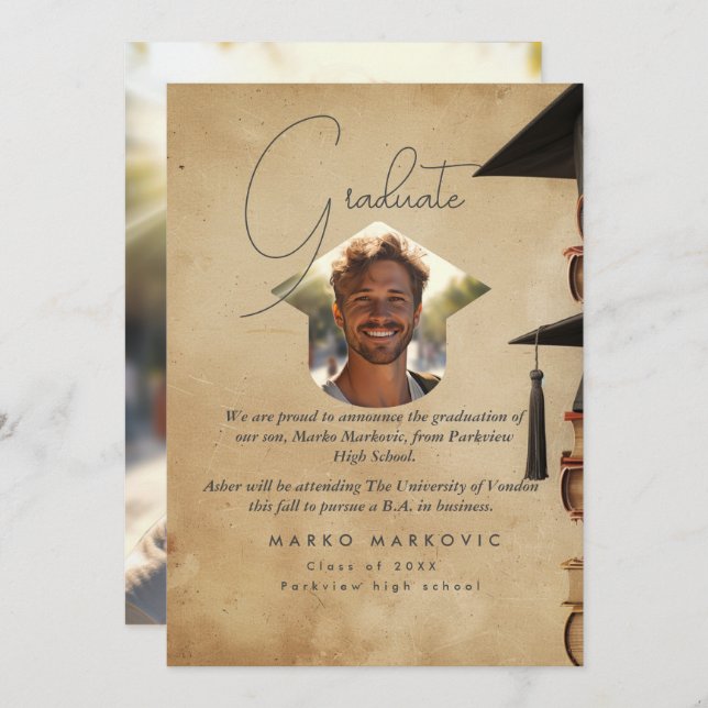 Graduation Son I Rustic Announcement (Front/Back)