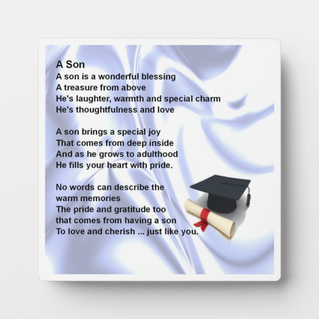 Graduation  Son Poem Plaque (Front)