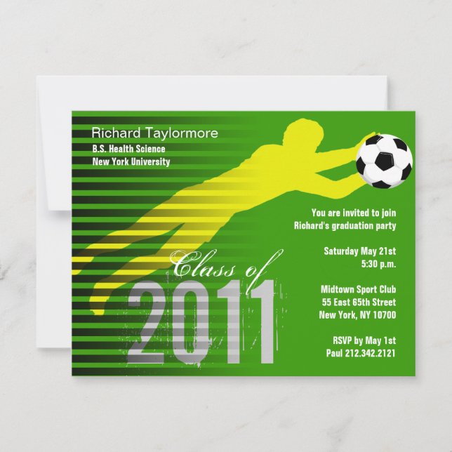 Graduation Sport Party Invitation Soccer (Front)
