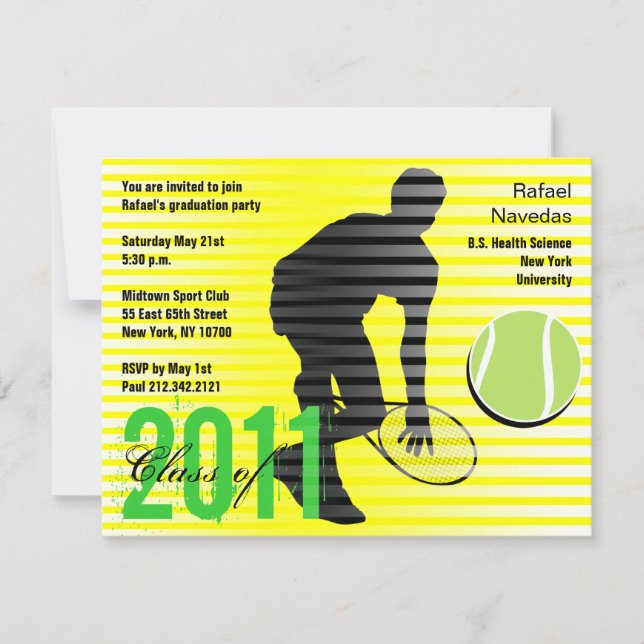 Graduation Sport Party Invitation Tennis (Front)