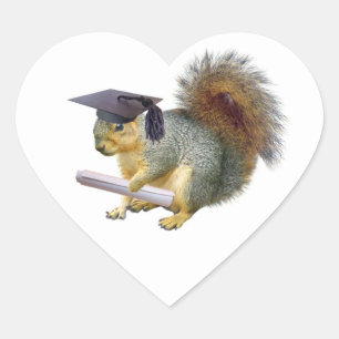 Graduation Squirrel Heart Sticker
