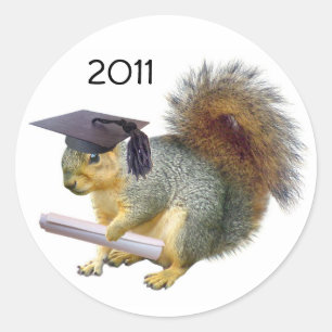 Graduation Squirrel Round Sticker