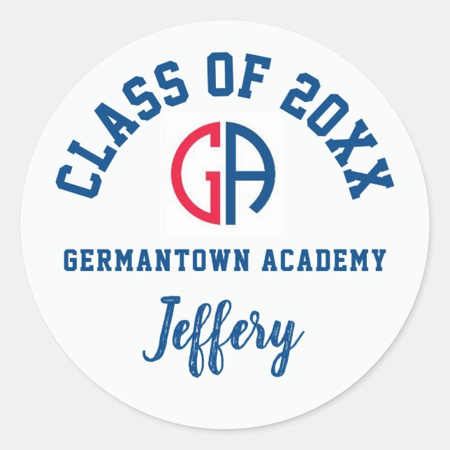 Graduation Stickers Germantown Academy, Custom (Front)