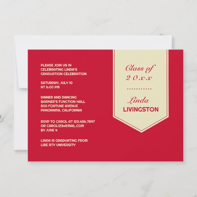 Graduation Stole Flat Invitation (Front)