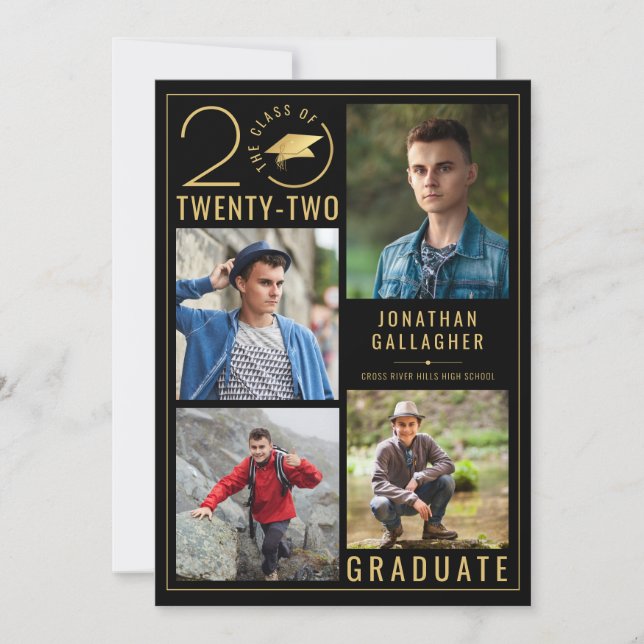 Graduation Stylish Class Year 5 Photo Custom Colou Announcement (Front)