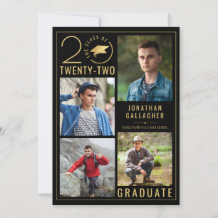 Graduation Stylish Class Year 5 Photo Custom Colou Announcement
