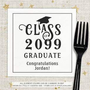 Graduation Stylish Class Year Custom Colours Napkin