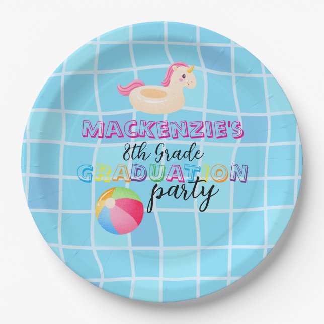Graduation Swim Party Paper Plate (Front)