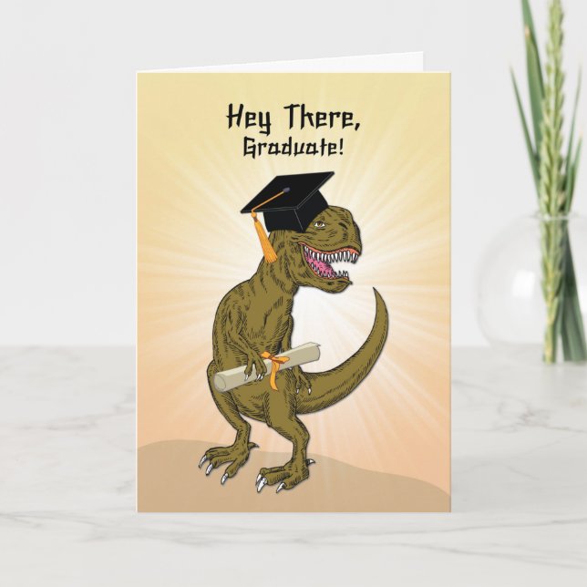 Graduation T-Rex Dinosaur Card (Front)