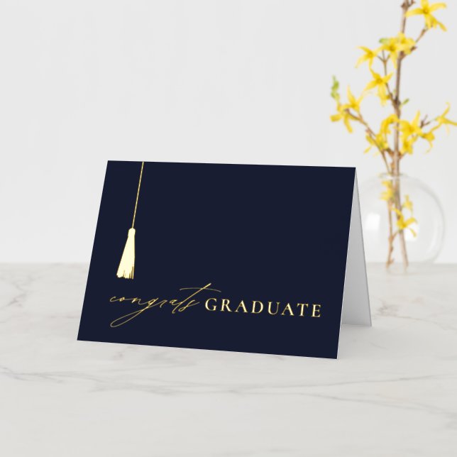 Graduation Tassel Foil Greeting Card (Yellow Flower)