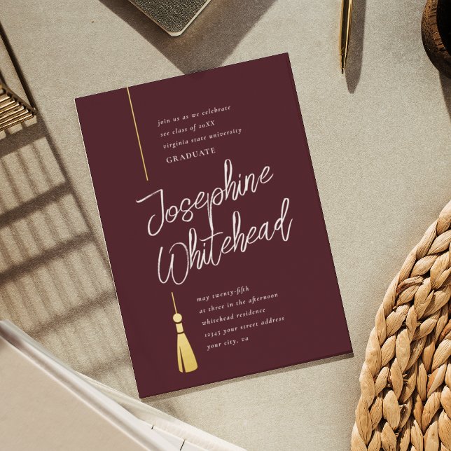 Graduation Tassel Modern Burgundy Party (Creator Uploaded)