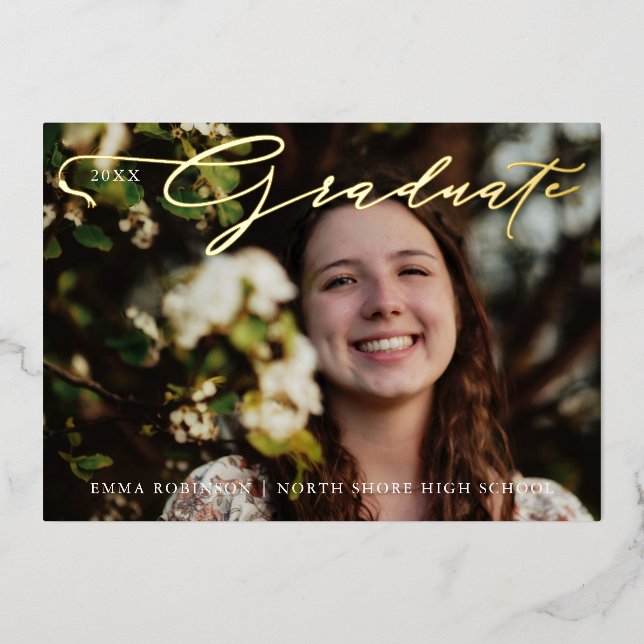 Graduation Tassel Script Photo Invitation (Front)