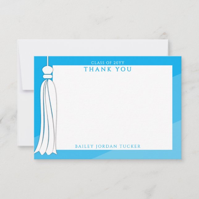 Graduation Tassel Sky Blue Ombre Thank You (Front)