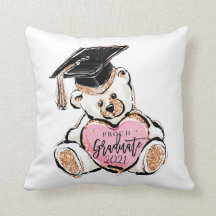 Graduation Teddy Bear Throw Pillow