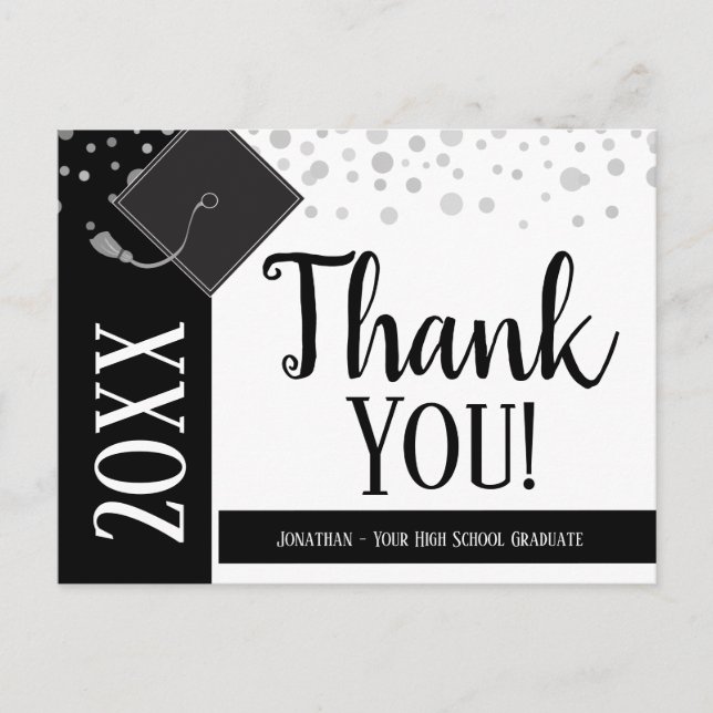 Graduation Thank You Any Year Confetti White Postcard (Front)