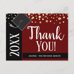 Graduation Thank You Any Year Confetti Wine Postcard
