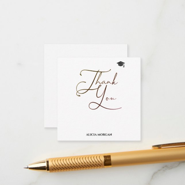Graduation Thank You Card | Asmelina Harley Script (Front/Back In Situ)
