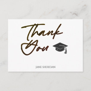 Graduation Thank You Card Black Font Bold Minimal