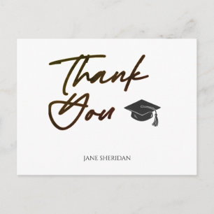 Graduation Thank You Card Black Font Bold Minimal